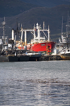 Ships in docks in the southernmost city in the world, Ushuaia, Argentina, South America