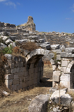 The amphitheatre at the Lycian site of Xanthos, UNESCO World Heritage Site, Antalya Province, Anatolia, Turkey, Asia Minor, Eurasia