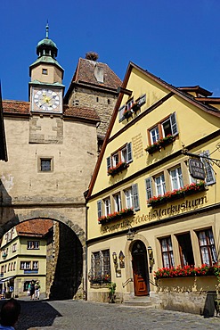 Markus Tower and Roder arch, Rothenburg ob der Tauber, Romantic Road, Franconia, Bavaria, Germany, Europe