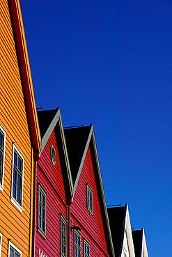 Traditional wooden Hanseatic merchants buildings of the Bryggen, UNESCO World Heritage Site, Bergen, Hordaland, Norway, Scandinavia, Europe