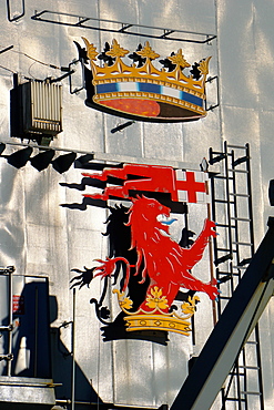 Decorative coat of arms, Norwegian Navy, Bergen, Hordaland, Norway, Scandinavia, Europe