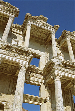 Reconstructed facade of the Library of Celsus, archaeological site, Ephesus, Turkey, Anatolia, Asia Minor, Asia