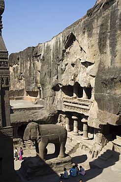 The Ellora Caves, temples cut into solid rock, near Aurangabad, Maharashtra, India