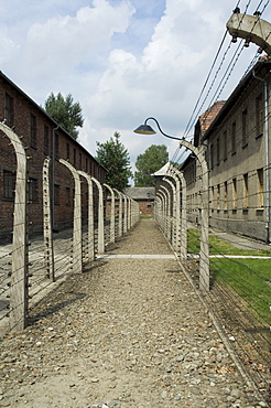 Electric fence, Auschwitz concentration camp, now a memorial and museum, UNESCO World Heritage Site, Oswiecim near Krakow (Cracow), Poland, Europe