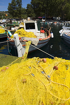 Fishing boats, Poli Bay, Ithaka, Greece, Europe