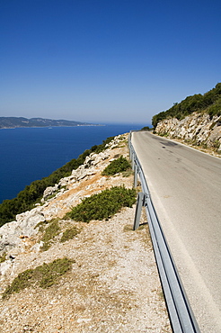 View from road near Lefki, Ithaka, (Kefalonia in distance), Ionian Islands, Greece, Europe