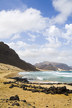 Deserted beach at Praia Grande, Sao Vicente, Cape Verde Islands, Atlantic Ocean, Africa