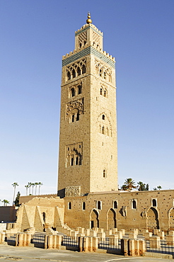 Koutoubia minaret dating from 1147, Marrakesh, Morocco, North Africa, Africa