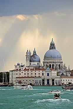 Punta della Dogana, and Santa Maria della Salute church behind, Venice, UNESCO World Heritage Site, Veneto, Italy, Europe