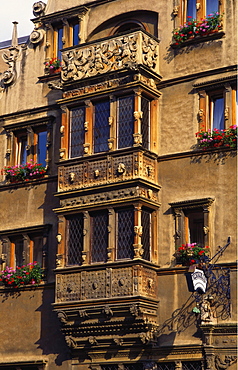 Balcony Windows at The House of Heads (1609), Colmar, Alsace, France