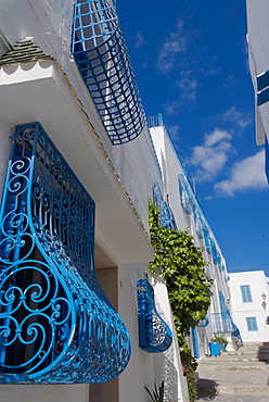 Town detail, Sidi Bou Said, near Tunis, Tunisia, North Africa, Africa