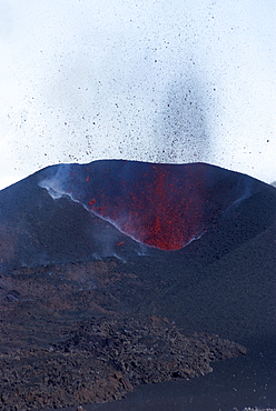 Lava erupting from cinder cone, Eyjafjallajokull volcano, Iceland, Polar Regions