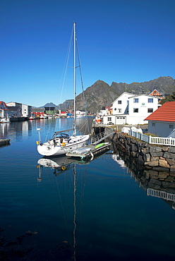 View of Henningsvaer Harbour, Lofoten Islands, Nordland, Norway, Scandinavia, Europe