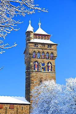 Cardiff Castle, Snow, Cardiff, Wales, UK