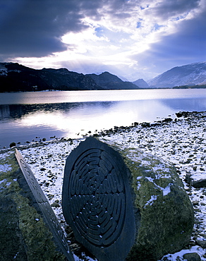 National Trust Centenary Stone, Derwent Water, Lake District, Cumbria, England, United Kingdom, Europe