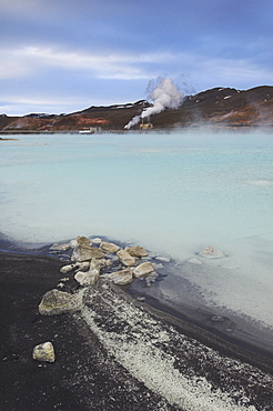 Bjarnaflag geothermal power station and diatomite factory, Reykjahlid village, Lake Myvatn, North area, Iceland, Polar Regions