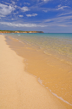 Golden sand on Martinhal beach, Sagres, Algarve, Portugal, Europe