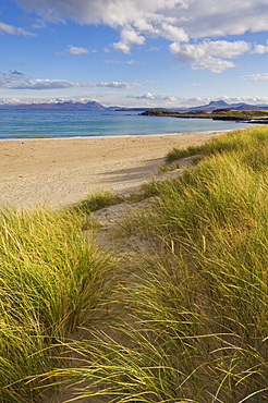 Sand dunes and dune grasses of Mellon Udrigle beach, Wester Ross, north west Scotland, United Kingdom, Europe