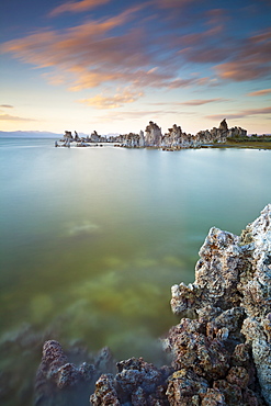 Tufa spires and tower formations of calcium carbonate at sunset, Mono Lake, South Tufa Reserve, Mono Basin Scenic Area, Lee Vining, Inyo National Forest Scenic Area, California, United States of America, North America