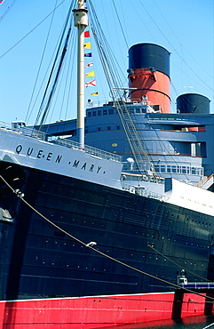 Usa, California, Los Angeles, Long Beach, Queen Mary Liner At Quay As An Hotel