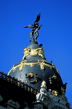 Spain, Madrid, Top Of Metropolis Buiding