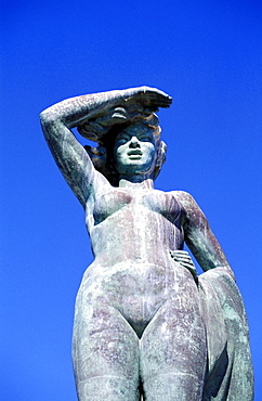 Spain, Andaloucia, Cadiz, Bronze Statue Located In The Harbour