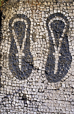 Spain, Andaloucia, Costa-Del-Sol, Marbella, Ruins Of A Roman Villa, The Floor Mosaics, The Right Palce For Summer Shoes