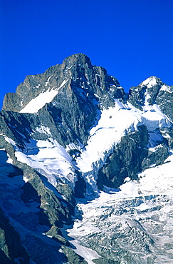 France, Alps, Hautesavoie, Aerial Of Massif Du Montblanc, The Drus Peaks And Glacier