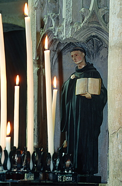 France, Rhonealpes, Isere (38), Vienne, Statue Of Saint Benoit With Lighted Candles At Fore