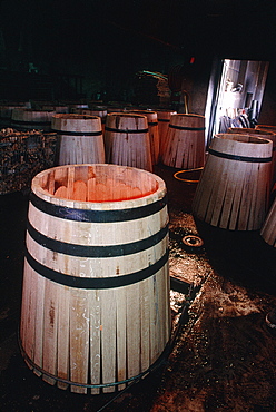 France, Burgondy, Cote D'0r (21), City Of Beaune, Oak Casks Fabric, A Cask Under Completion Is Burned