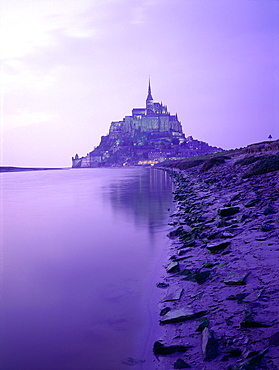 France, Normandy, Manche (50), Mont Saint Michel At Dusk