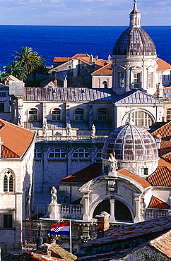 Croatia, Dalmatia, Dalmatian Coast, Fortified City Of Dubrovnik, Overview On The City And Church Domes