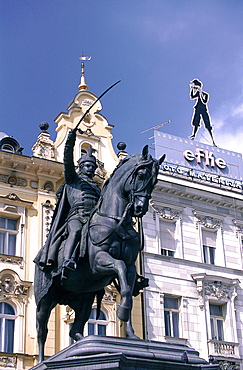 Croatia, Zagreb, The Main Square Ban Josip Celacic And Statue Of King Josip