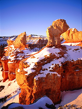 Usa, South West, Utah, Bryce Canyon National Park In Winter, Landscape At Sunrise