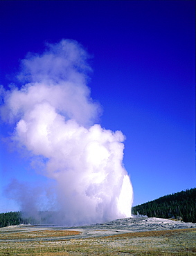 Usa, South West, Wyoming, Yellowstone National Park, The Large Geyser At Work