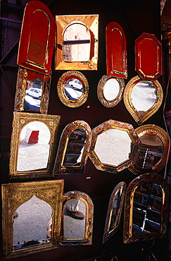 Morocco, South, Marrakech, The Souks (Covered Markets), Mirrors Stand