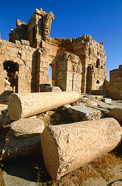 Syria, Syrian Steppe And Desert, Near The Village Of Almansoura The Ruins Of The Roman Fortress Of Resafa Built In 256 Ad, Collapsed Church Built In Vith Century