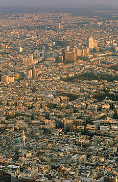 Syria, Damascus, Overview From The Hills On The City At Dusk