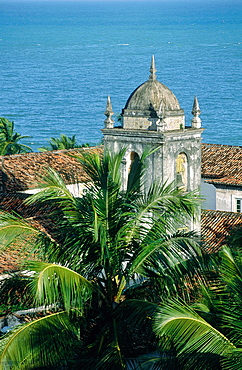 Brazil, Recife, The Historic City Of Olinda, Elevated View On The Ocean And Convento Sao Francisco Burnt By The Dutch And Rebuilt In 1686