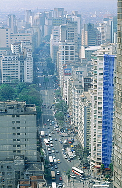 Brazil, Sudeste, Sao Paulo, Overview On The City Center From Top Of Hotel Hilton, Av Ipiranga