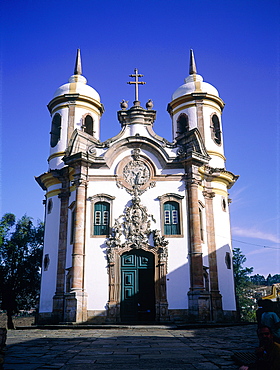 Brazil, Minas Gerais, On Top Of A Hill The Baroque Church Igreja De Sao Francisco De Assis