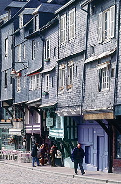 France, Normandy, Calvados (14), Honfleur, Slates Houses Facades On The Harbour