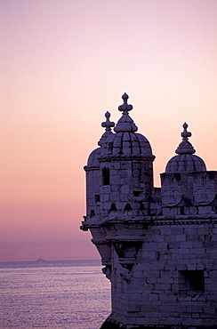 Portugal, Lisbon (Near), Belem, The Stone Tower Built On Tagus River From 1515 To 1525 At Dusk