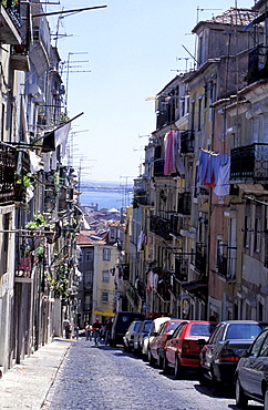 Portugal, Lisbon, Barrio Alto Quarter, Slopy Street