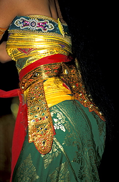 Indonesia, Bali Island, Legong Dance At Night Perdformed By Young Women