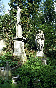 Stone angel, Highgate cemetery, London, England, UK, Europe