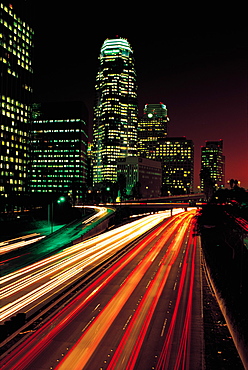 Los Angeles, Downtown, Hollywood Freeway At Night