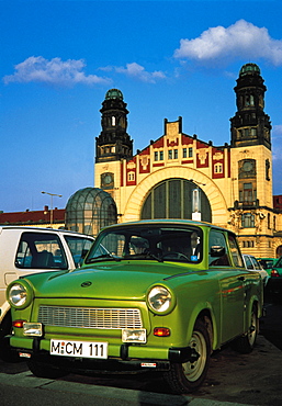 Central Station And Old Trabant Car, Prague, Czech Republic