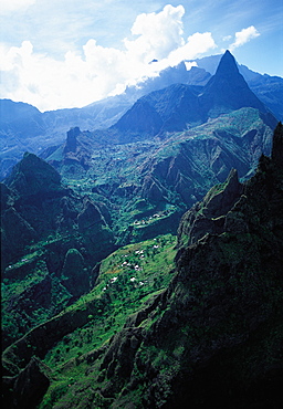 Aerial Mafate Cirque, Reunion