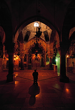 Man Praying In St Sepulchre Chapel, Jerusalem, Israel